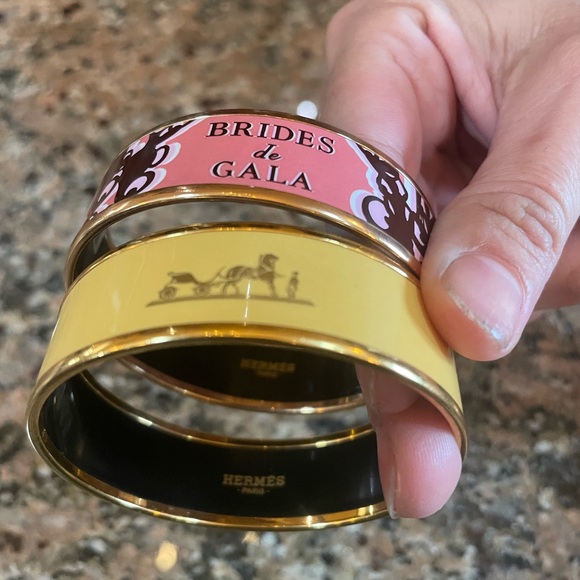 Hermès Brides de Gala Yellow and Brown Tin and Yellow bangle - Picture 2 of 3